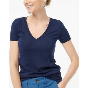 J.Crew Women's “Vintage Cotton" V-Neck Worn Look T-Shirt In Blue Sz L